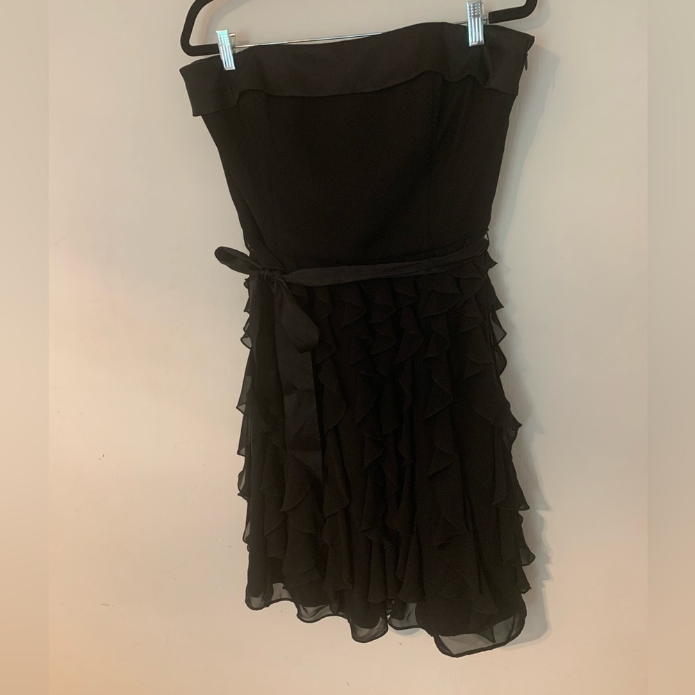 White House Black Market Black Strapless Ruffle Dress Sz 14 NWOT Whimsigoth - Picture 3 of 7